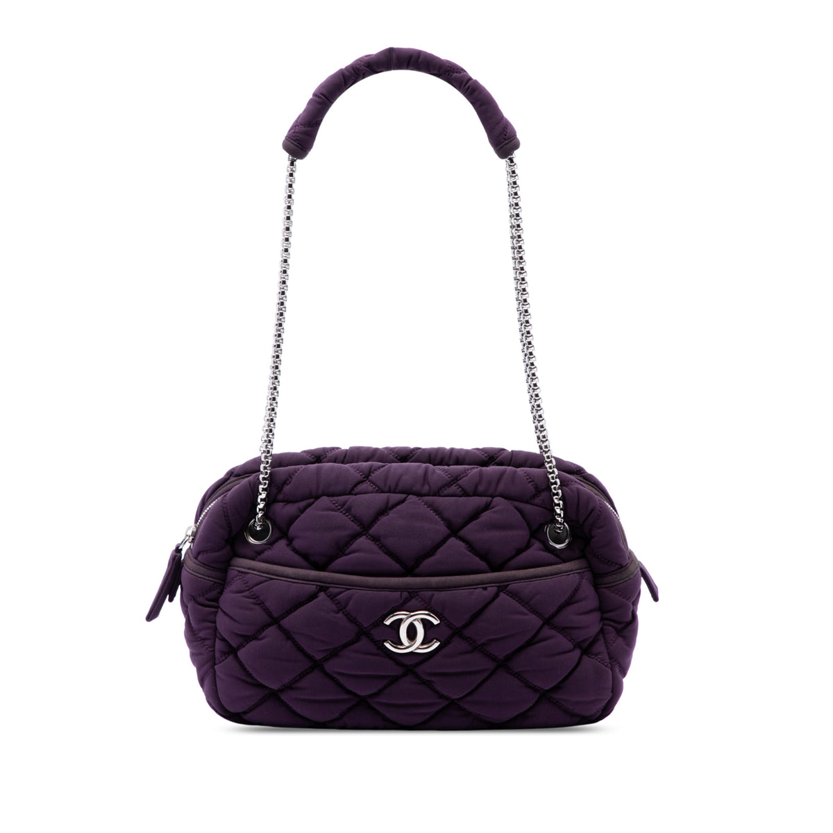 Chanel Quilted Nylon Bubble Shoulder Bag — Purple
