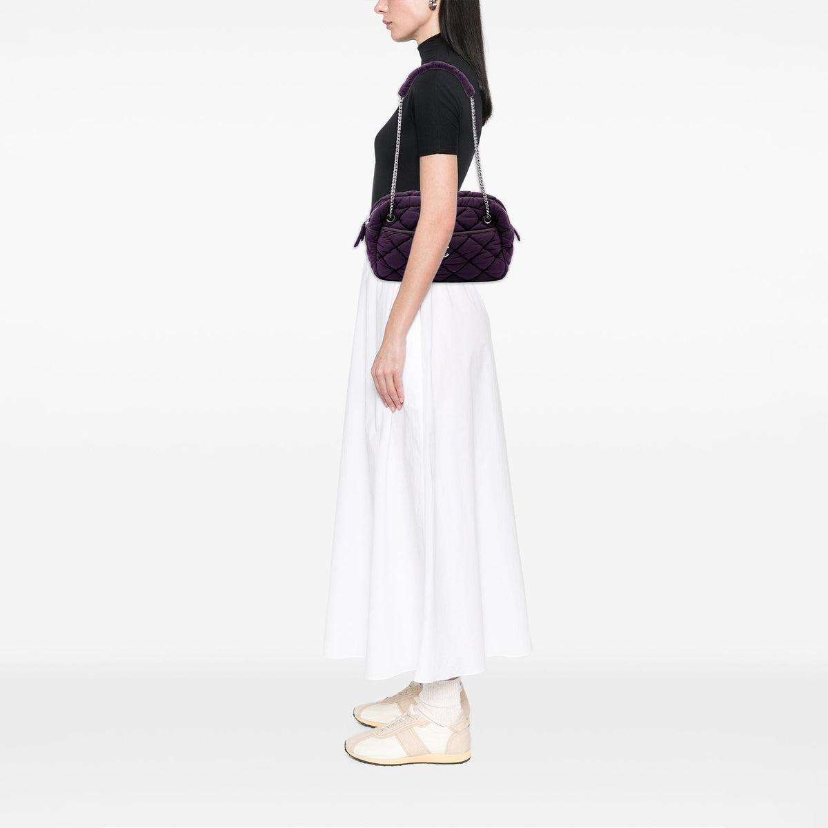 Chanel Quilted Nylon Bubble Shoulder Bag — Purple