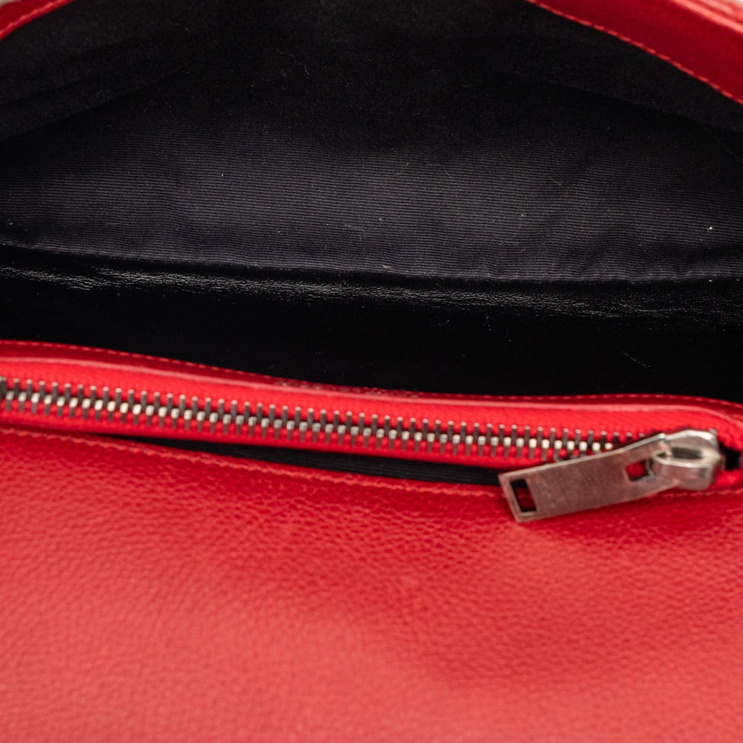 Saint Laurent Medium Chevron Sheepskin Monogram College Satchel
