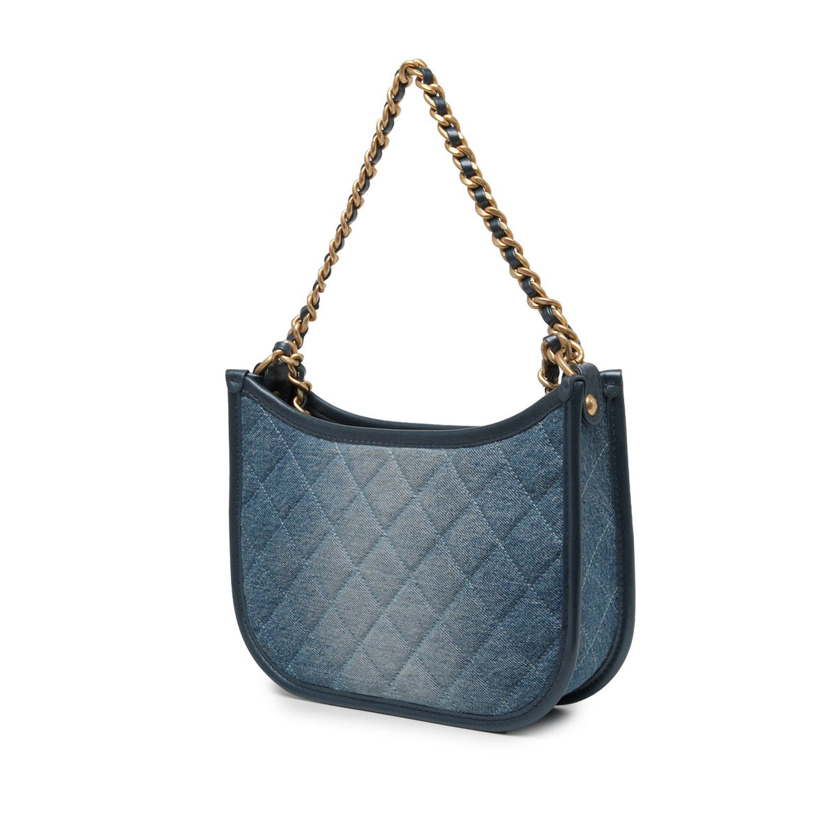Chanel CC Quilted Denim Hobo Bag — Blue