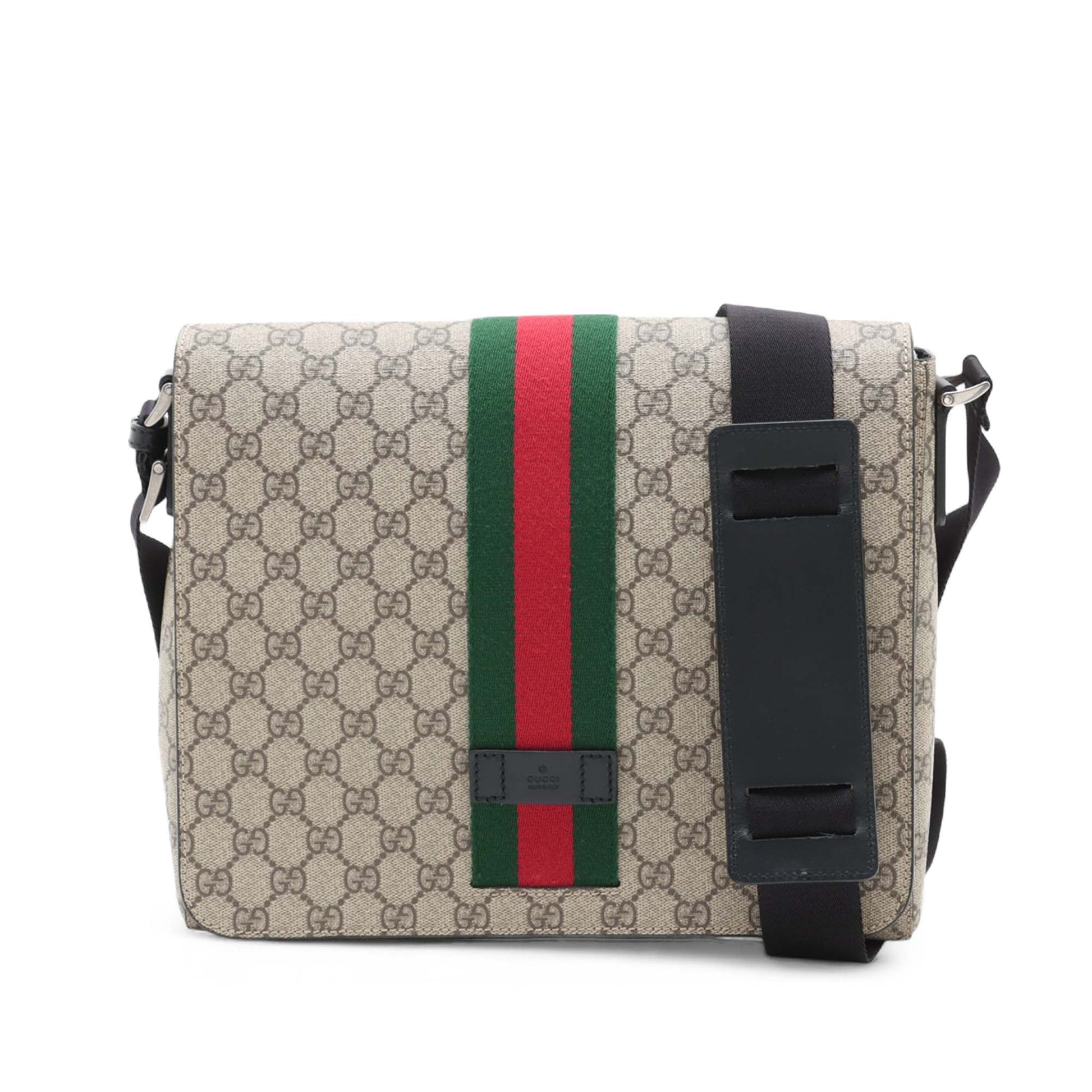 Gucci GG Supreme Web Flap Messenger Bag