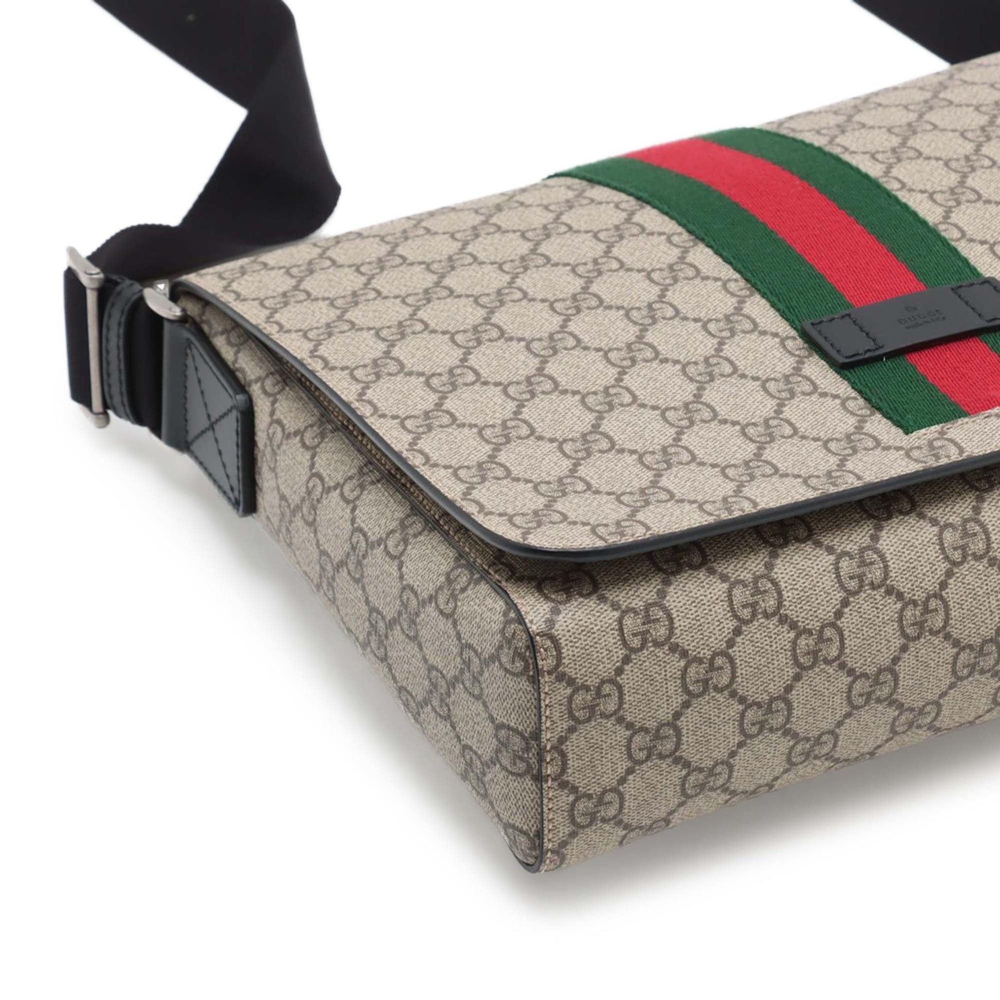 Gucci GG Supreme Web Flap Messenger Bag