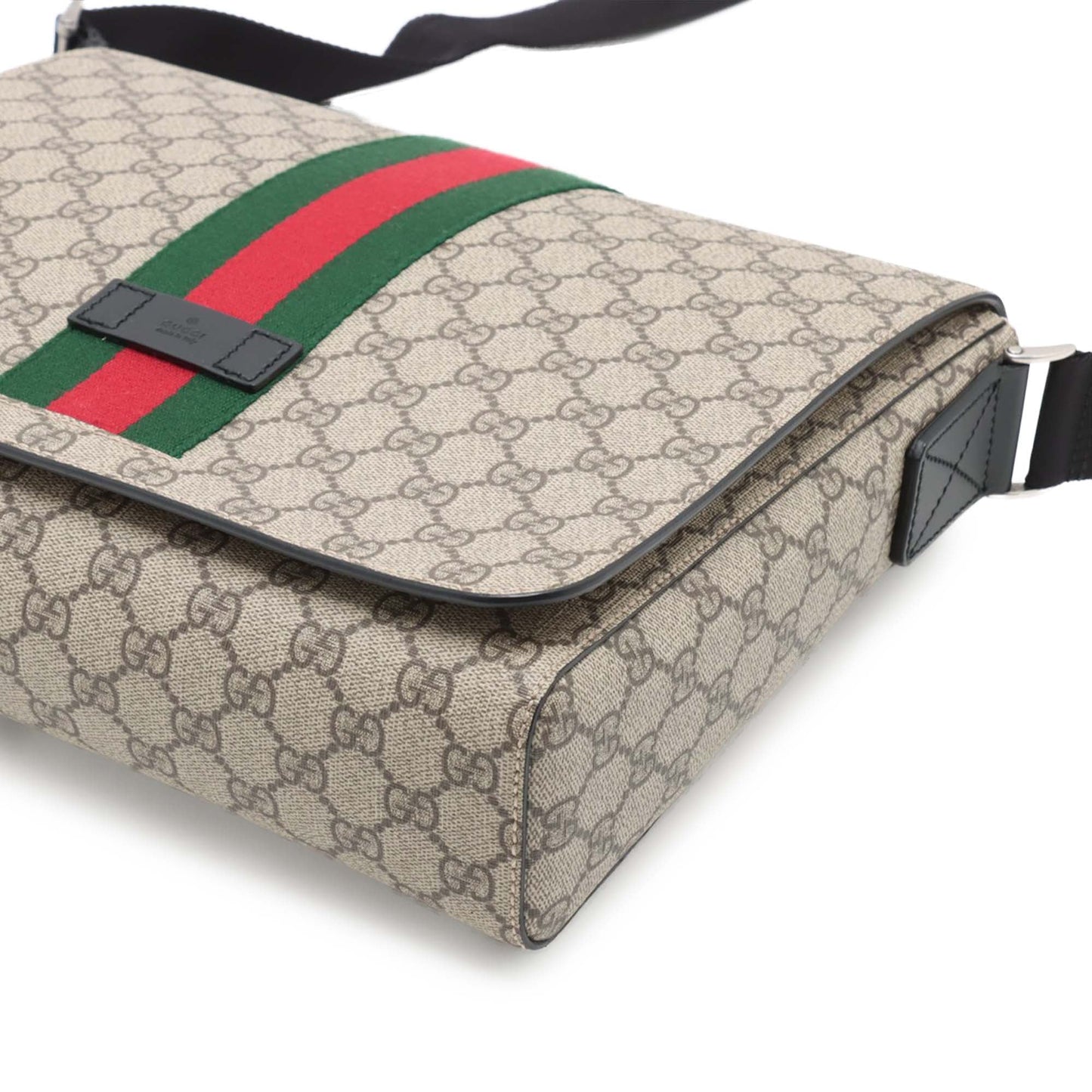 Gucci GG Supreme Web Flap Messenger Bag