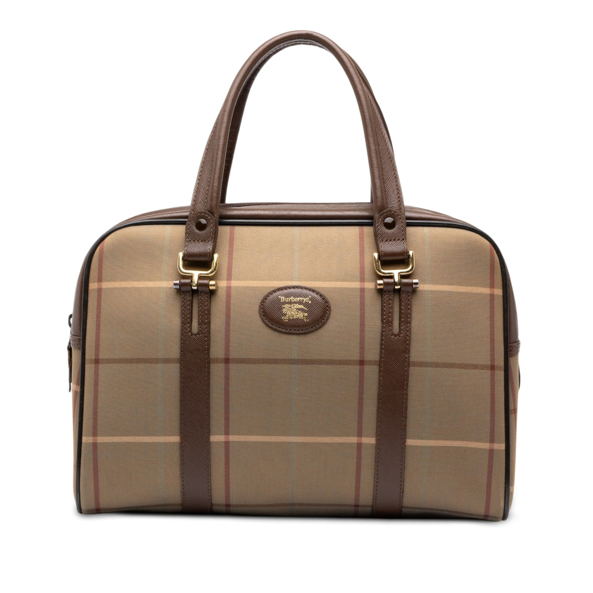 Burberry Vintage Check Canvas Handbag — Brown