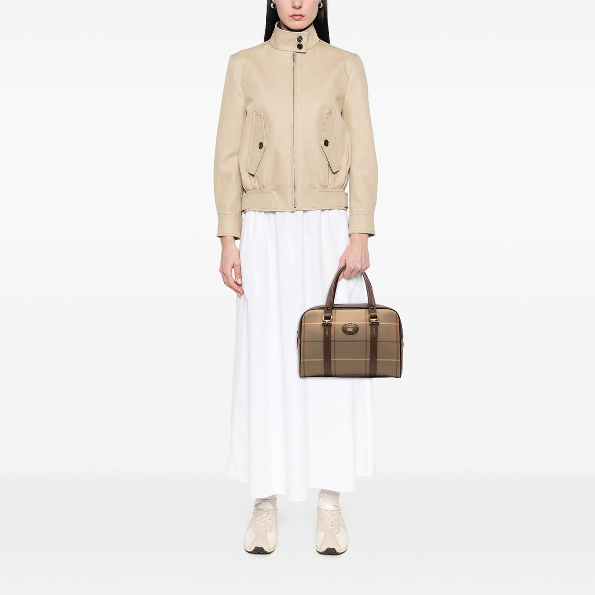 Burberry Vintage Check Canvas Handbag — Brown