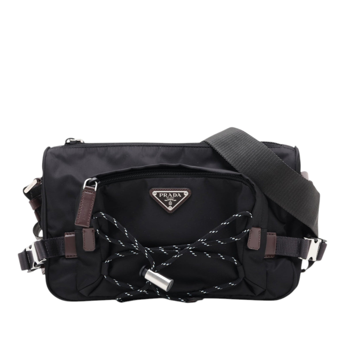 Prada Tessuto Zip Top Crossbody — Black