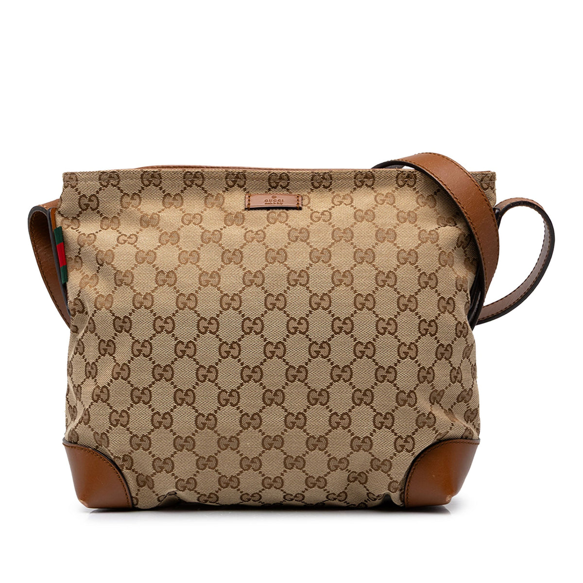 Gucci GG Canvas Web Crossbody — Beige