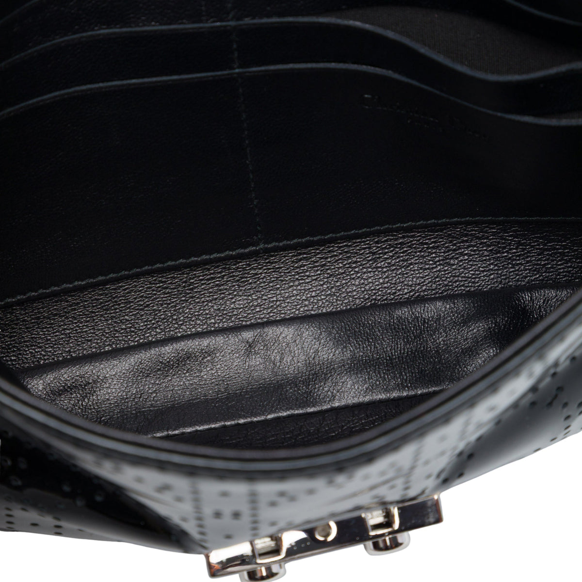 Dior Perforated Patent Cannage New Lock Ruffle Pouch Crossbody