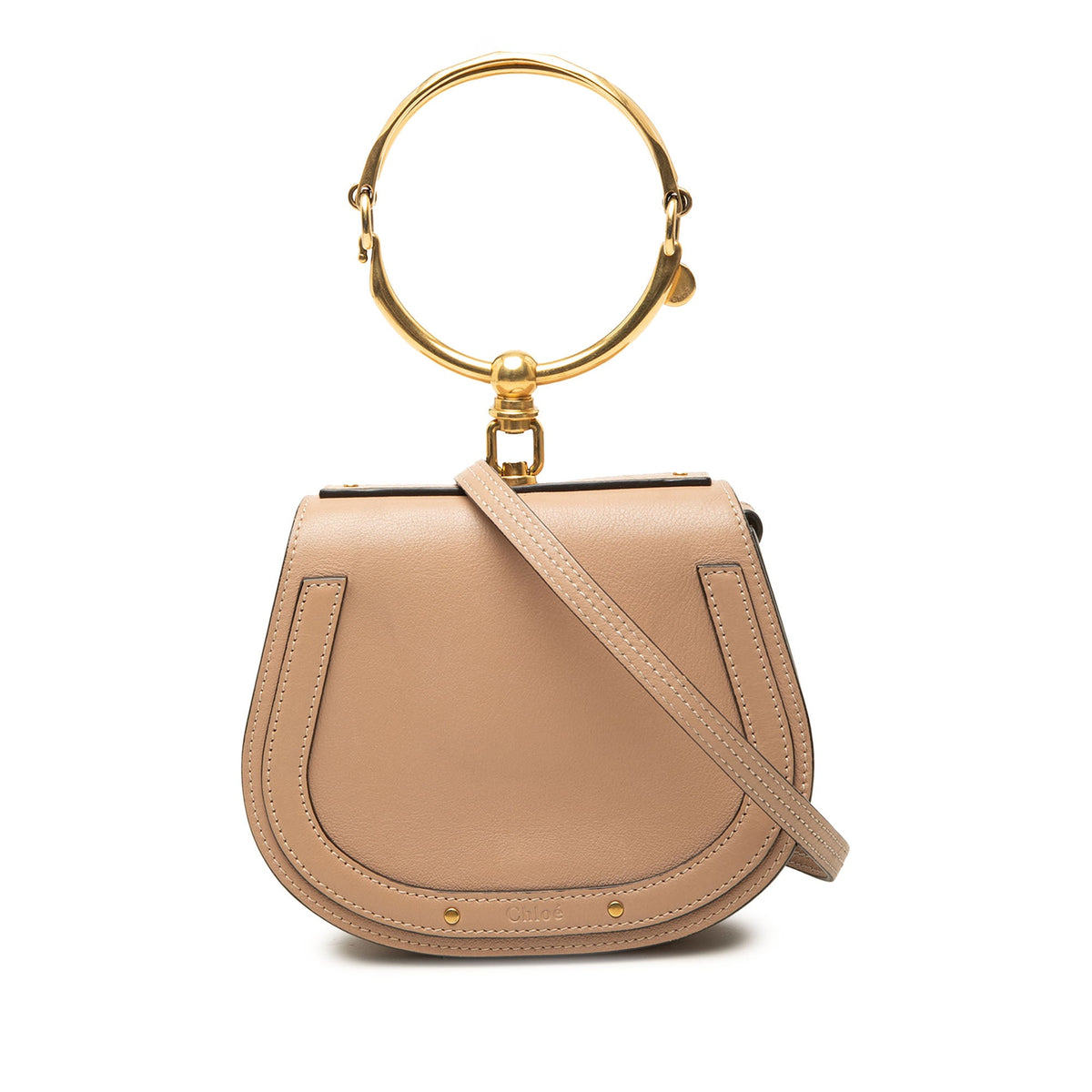 Chloé Small Leather Nile Bracelet Satchel — Beige