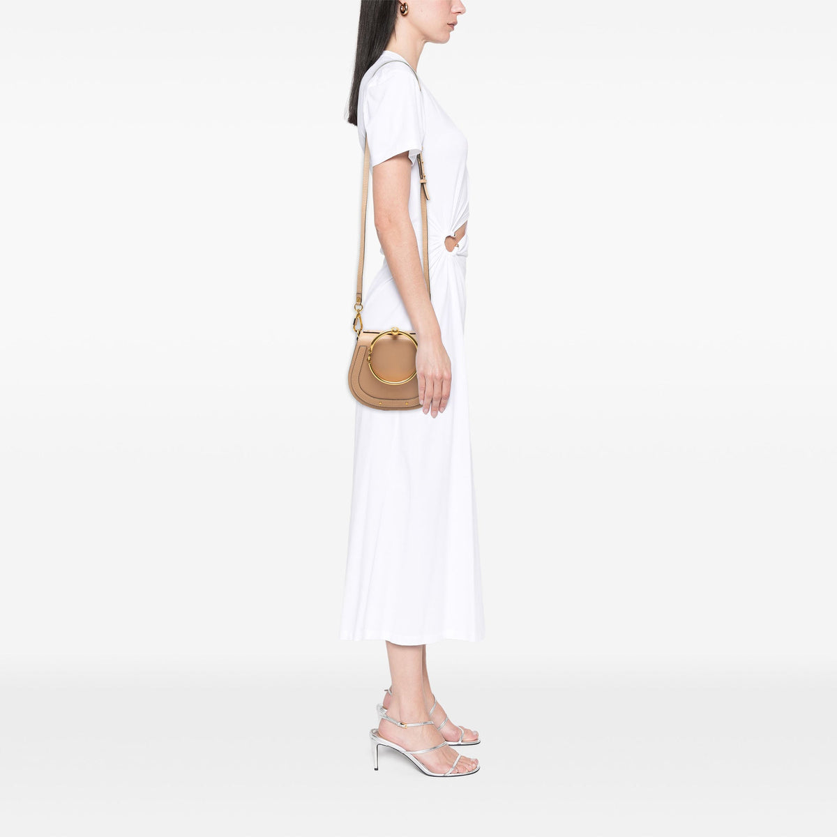 Chloé Small Leather Nile Bracelet Satchel — Beige