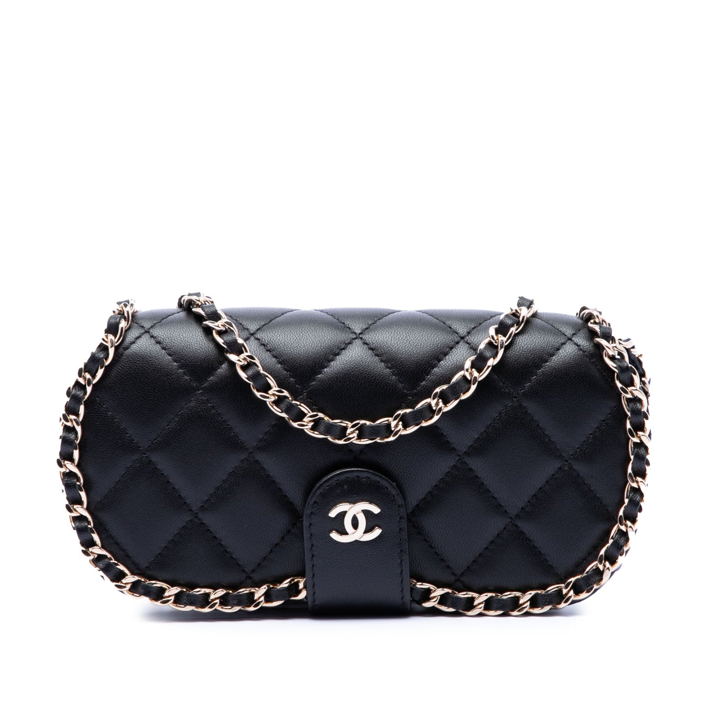 Chanel CC Quilted Lambskin Chain Around Sunglasses Case