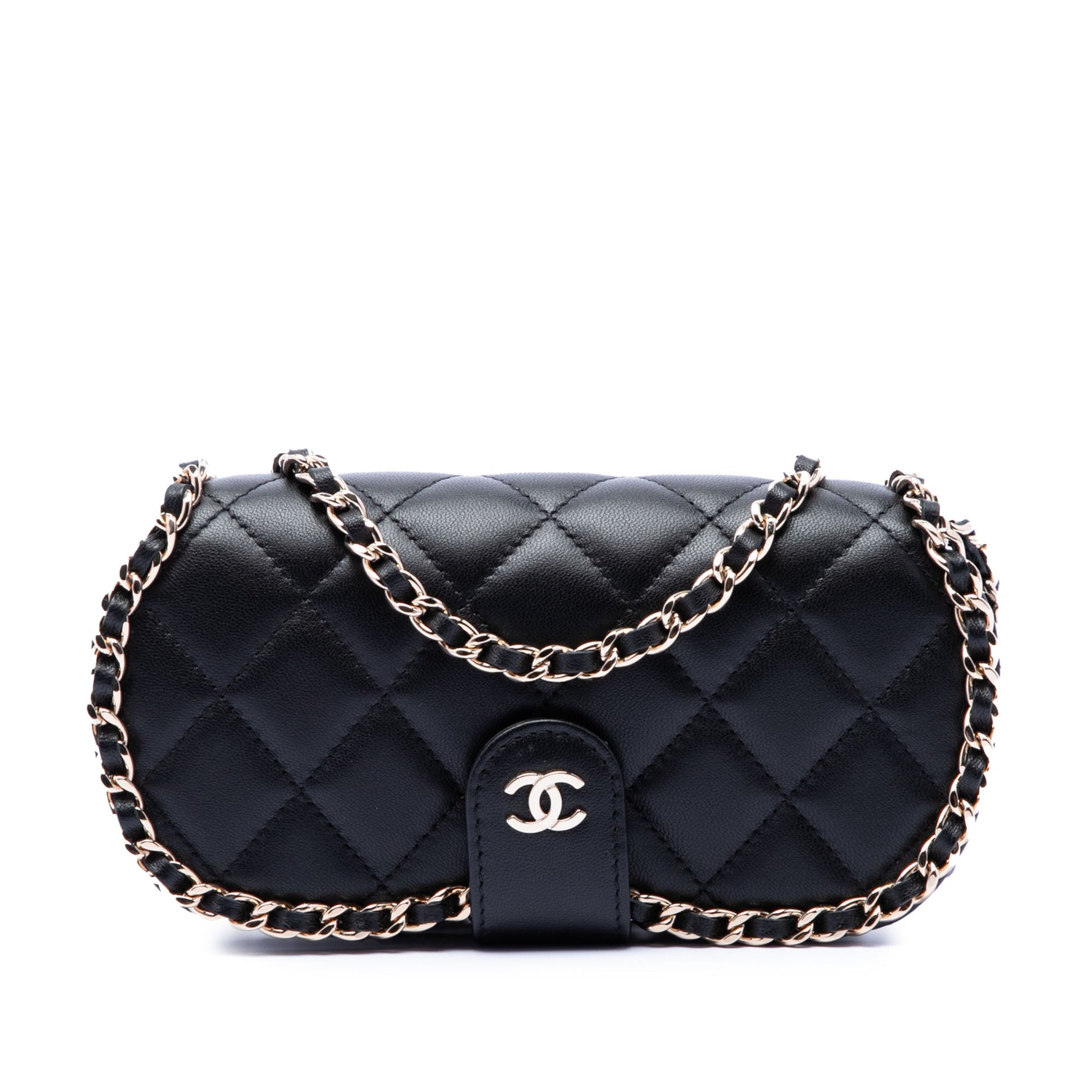 Chanel CC Quilted Lambskin Chain Around Sunglasses Case