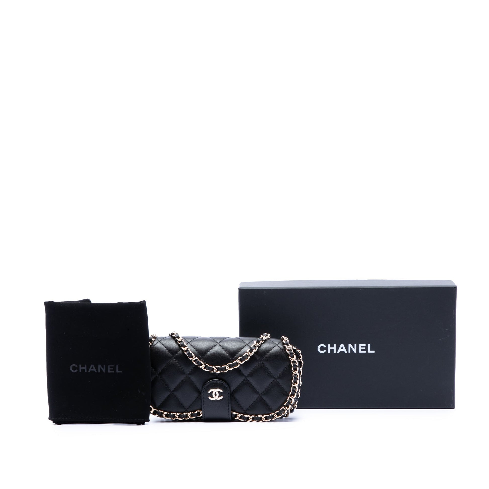 Chanel CC Quilted Lambskin Chain Around Sunglasses Case