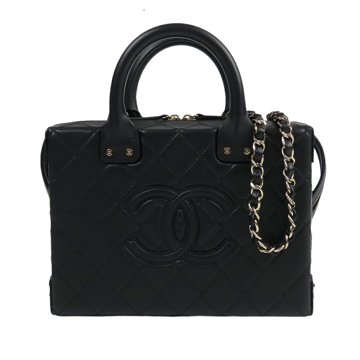 Chanel Medium Quilted Calfskin Studded Square Vanity Case