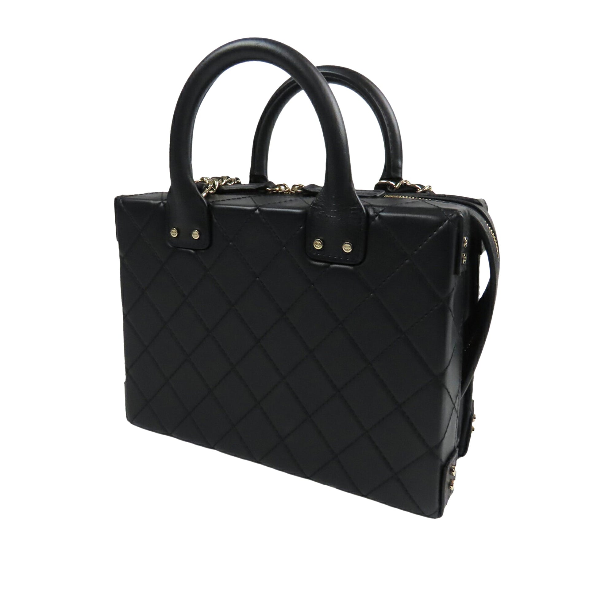 Chanel Medium Quilted Calfskin Studded Square Vanity Case