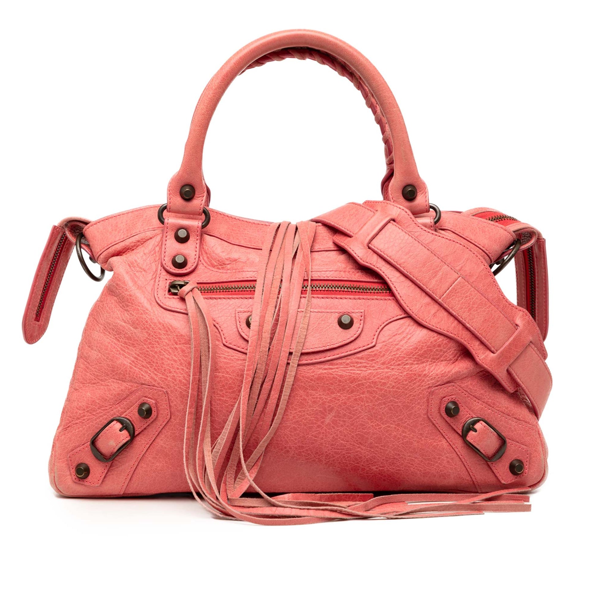 Balenciaga Lambskin Motocross Classic Town Satchel