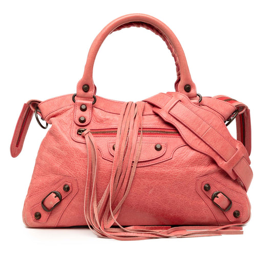 Balenciaga Lambskin Motocross Classic Town Satchel