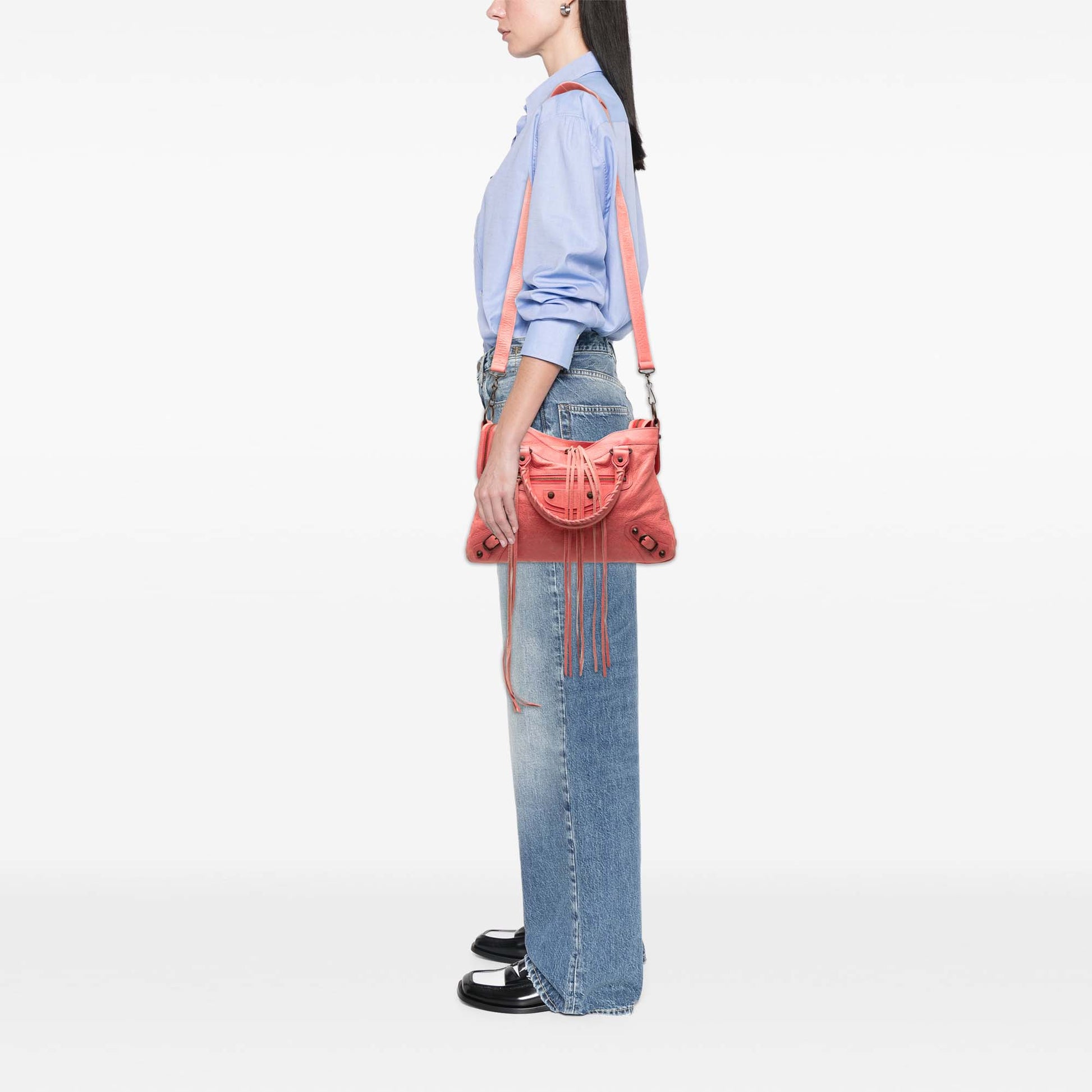 Balenciaga Lambskin Motocross Classic Town Satchel