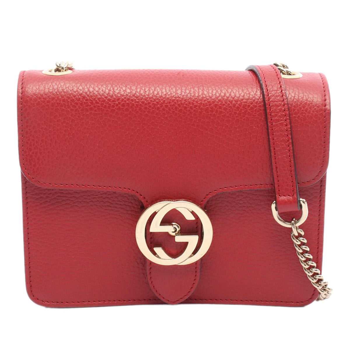 Gucci Small Dollar Calfskin Interlocking G Crossbody — Red