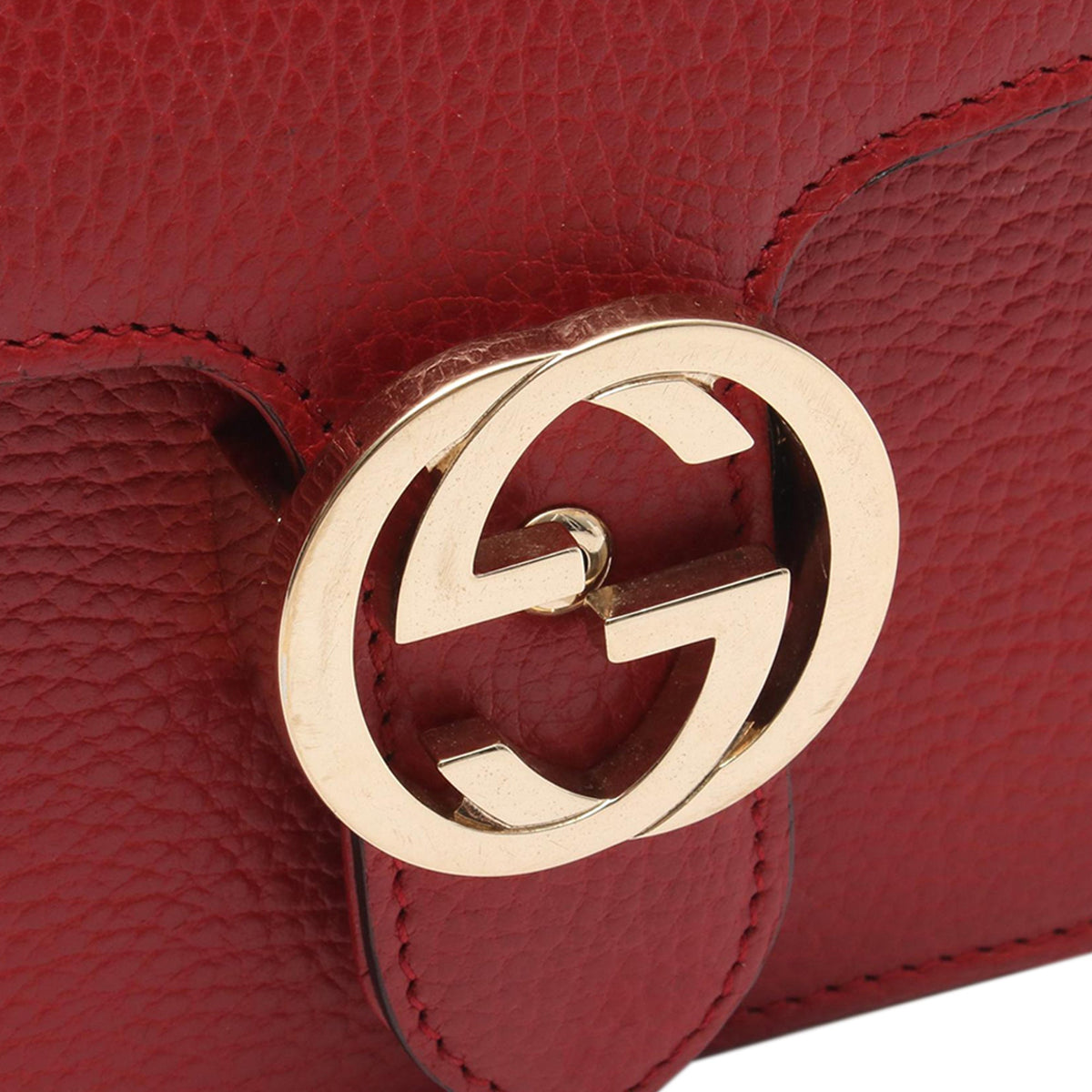 Gucci Small Dollar Calfskin Interlocking G Crossbody — Red