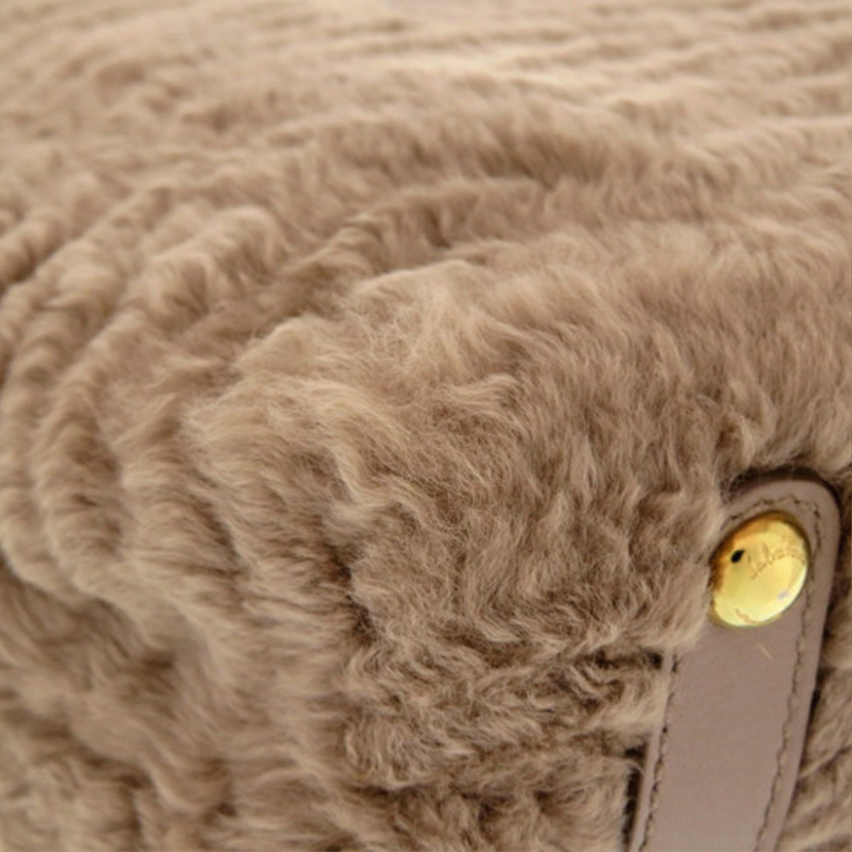 Ferragamo Double Gancini Fur Tote — Brown