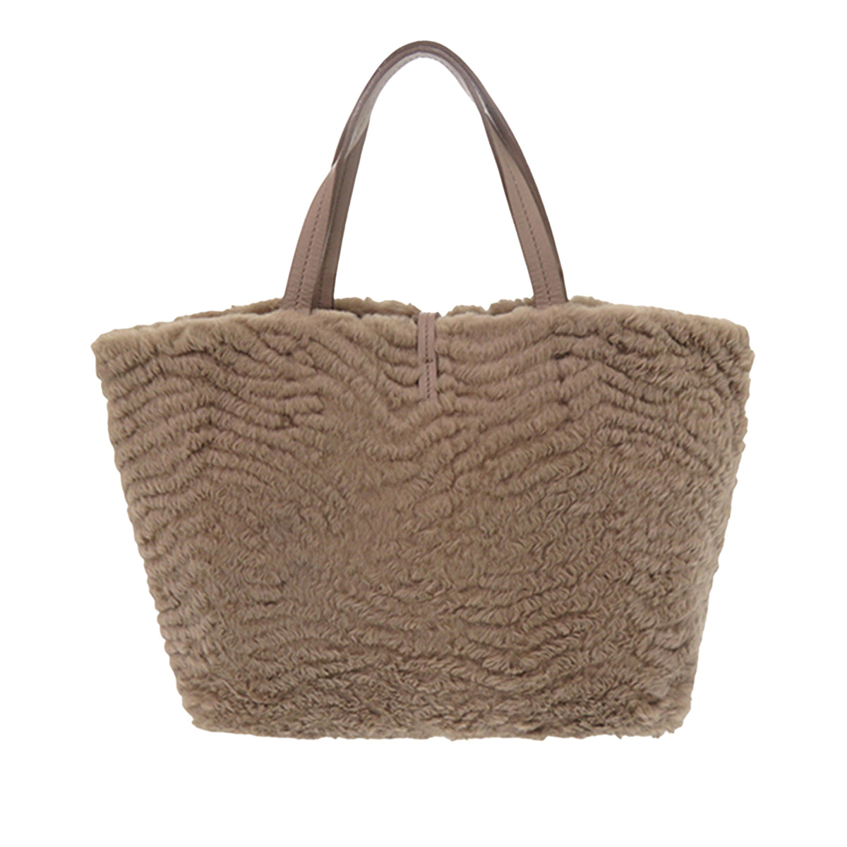 Ferragamo Double Gancini Fur Tote — Brown