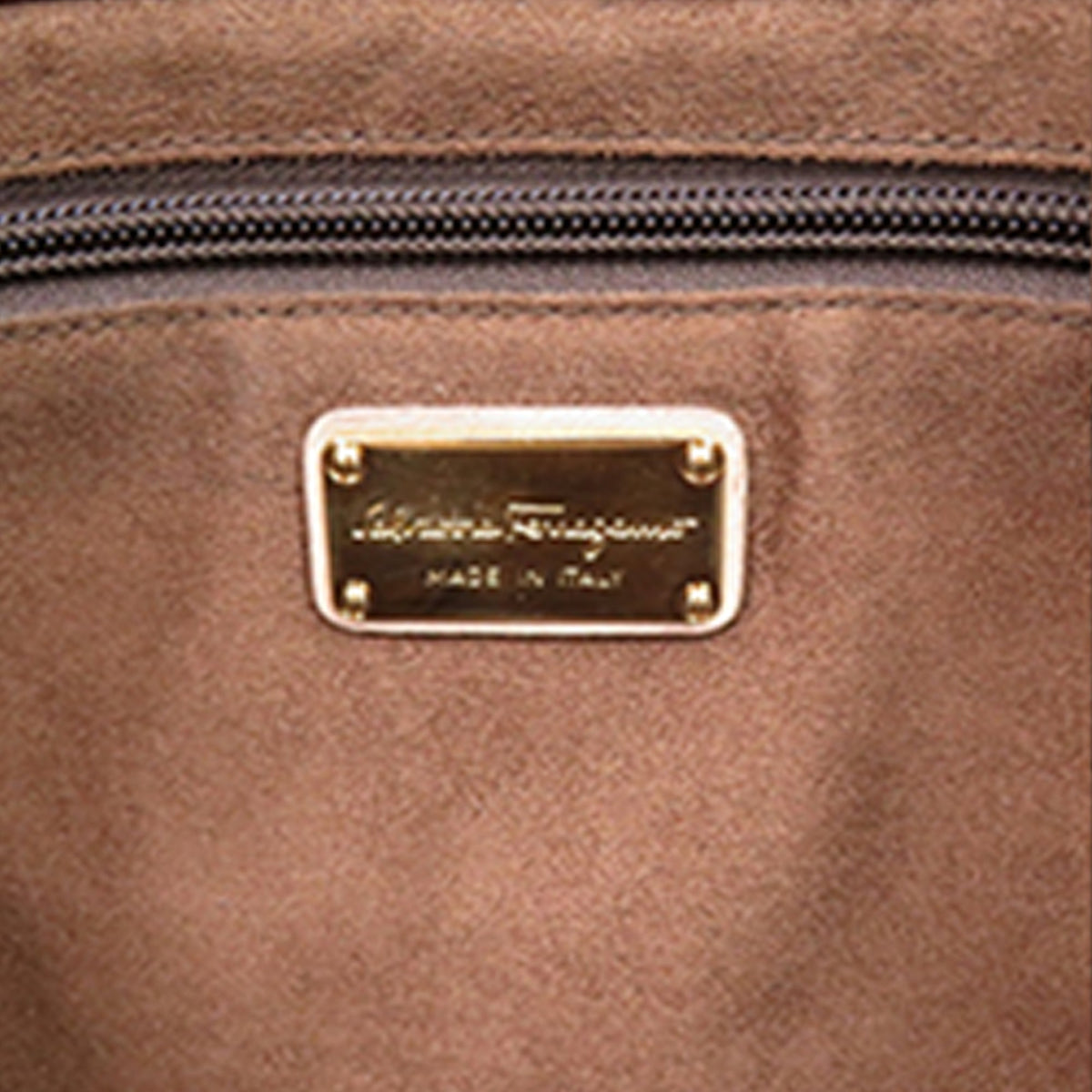 Ferragamo Double Gancini Fur Tote — Brown