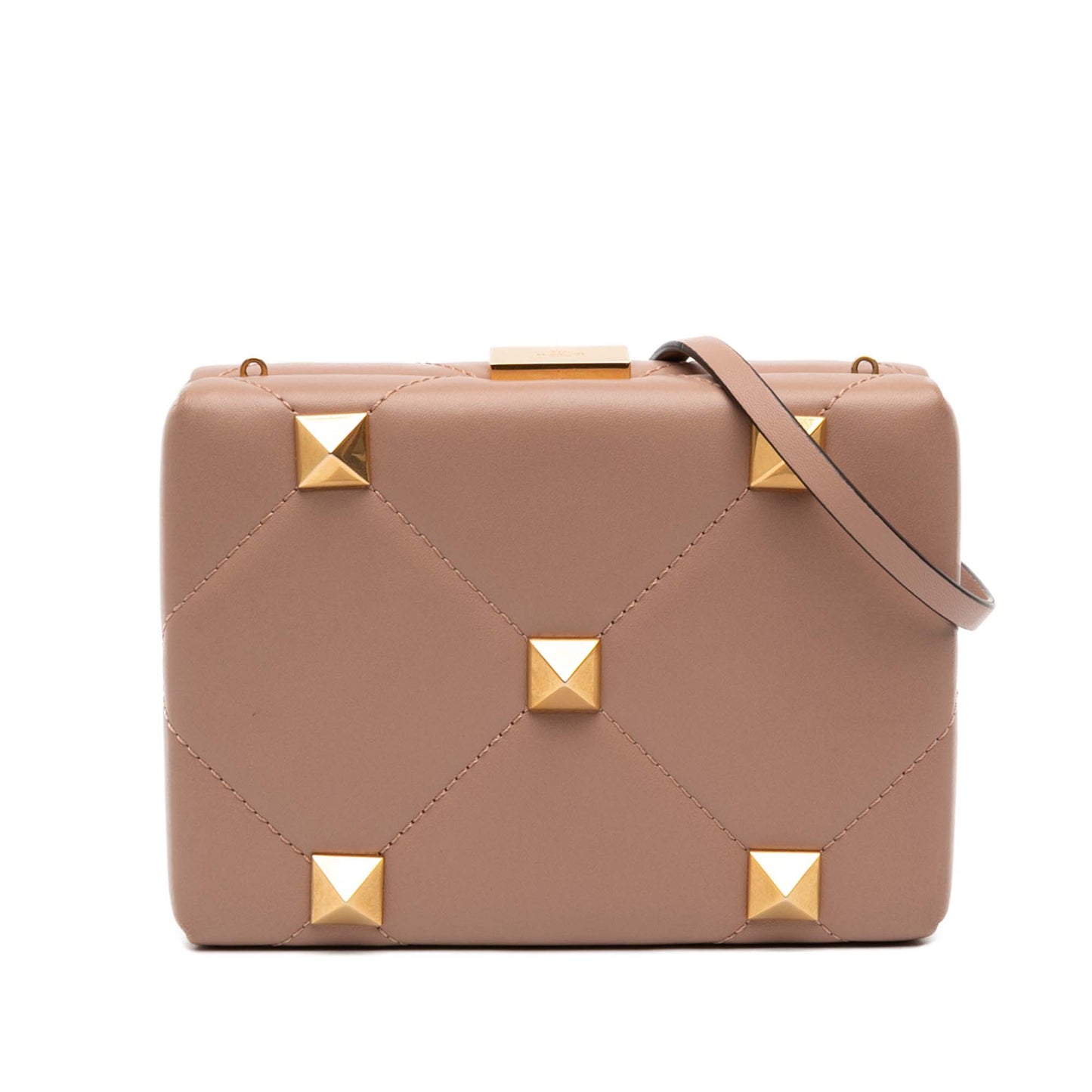 Valentino Calfskin Roman Stud Box Clutch on Strap