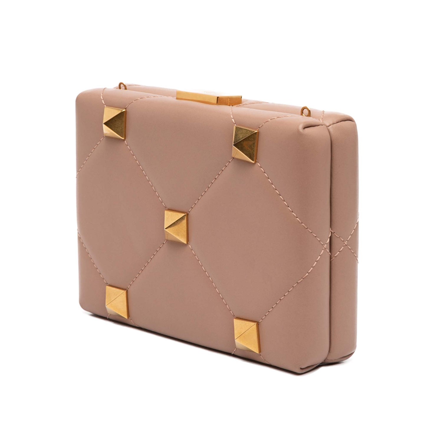 Valentino Calfskin Roman Stud Box Clutch on Strap