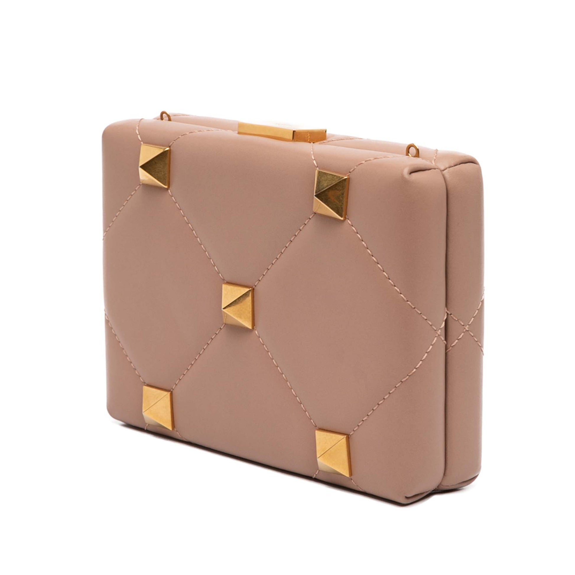 Valentino Calfskin Roman Stud Box Clutch on Strap