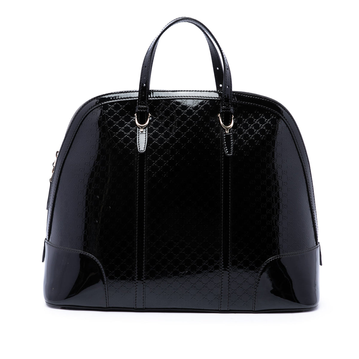 Gucci Large Microguccissima Patent Nice Dome Top Handle Bag — Black