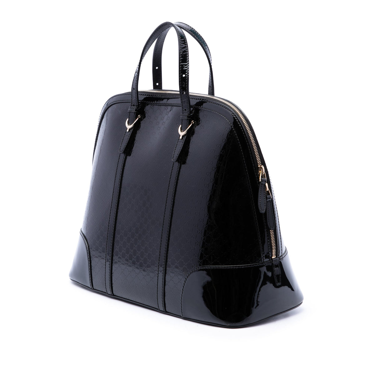 Gucci Large Microguccissima Patent Nice Dome Top Handle Bag — Black