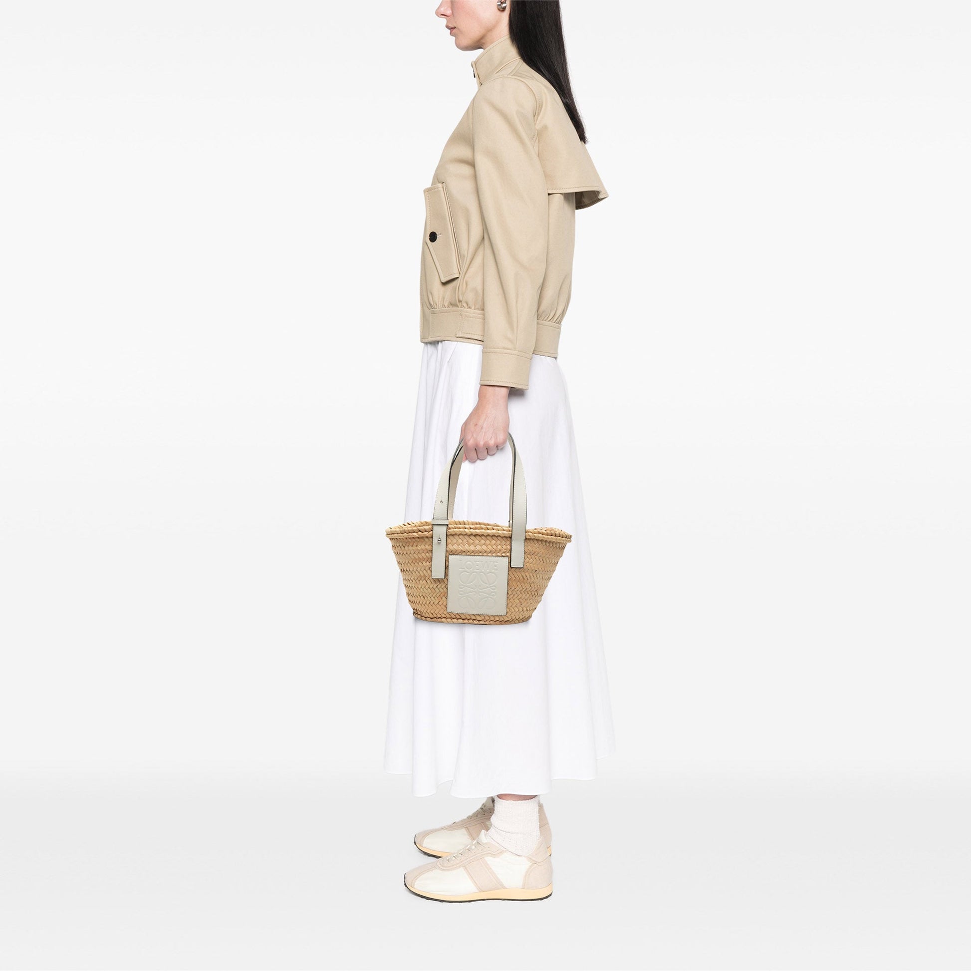 LOEWE Small Raffia Anagram Basket Tote