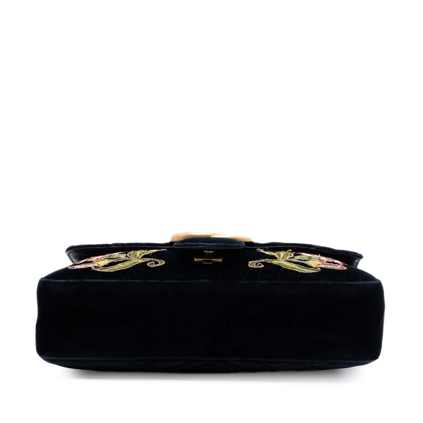 Gucci Large GG Marmont Matelasse Velvet Embroidered Loved Shoulder Bag