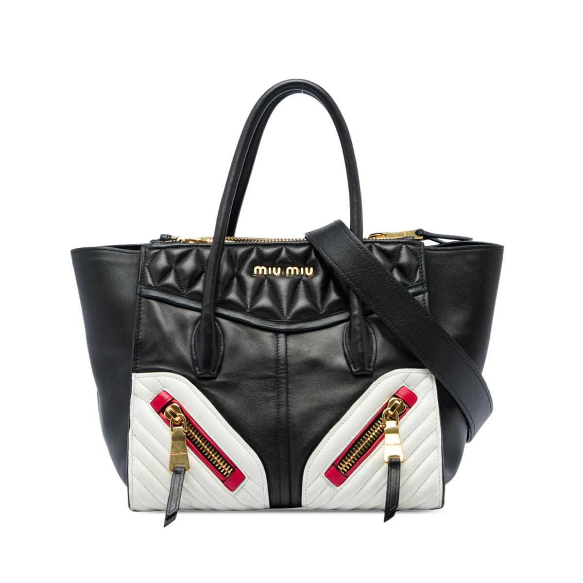 Miu Miu Small Tricolor Nappa Biker Twin Pocket Satchel