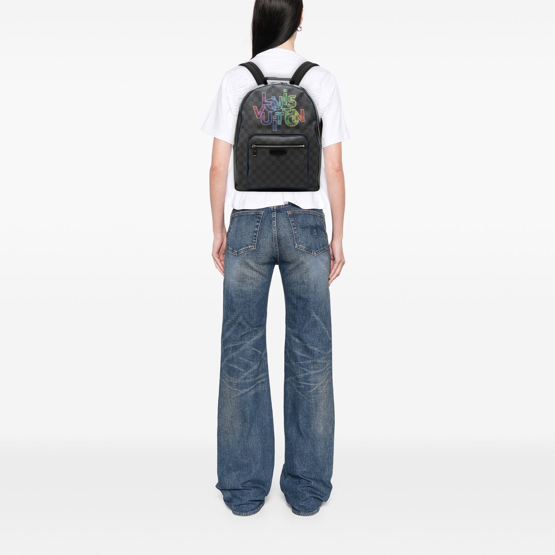 Louis Vuitton Limited Edition Damier Graphite Logo Rainbow Josh Backpack