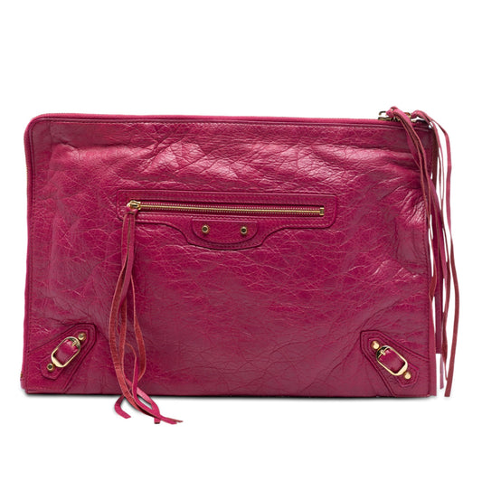 Balenciaga Lambskin Motocross Giant 12 Zip Around Flat Clutch