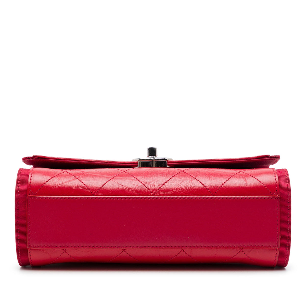 Chanel CC Quilted Crumpled Calfskin and Grosgrain Flap — Red