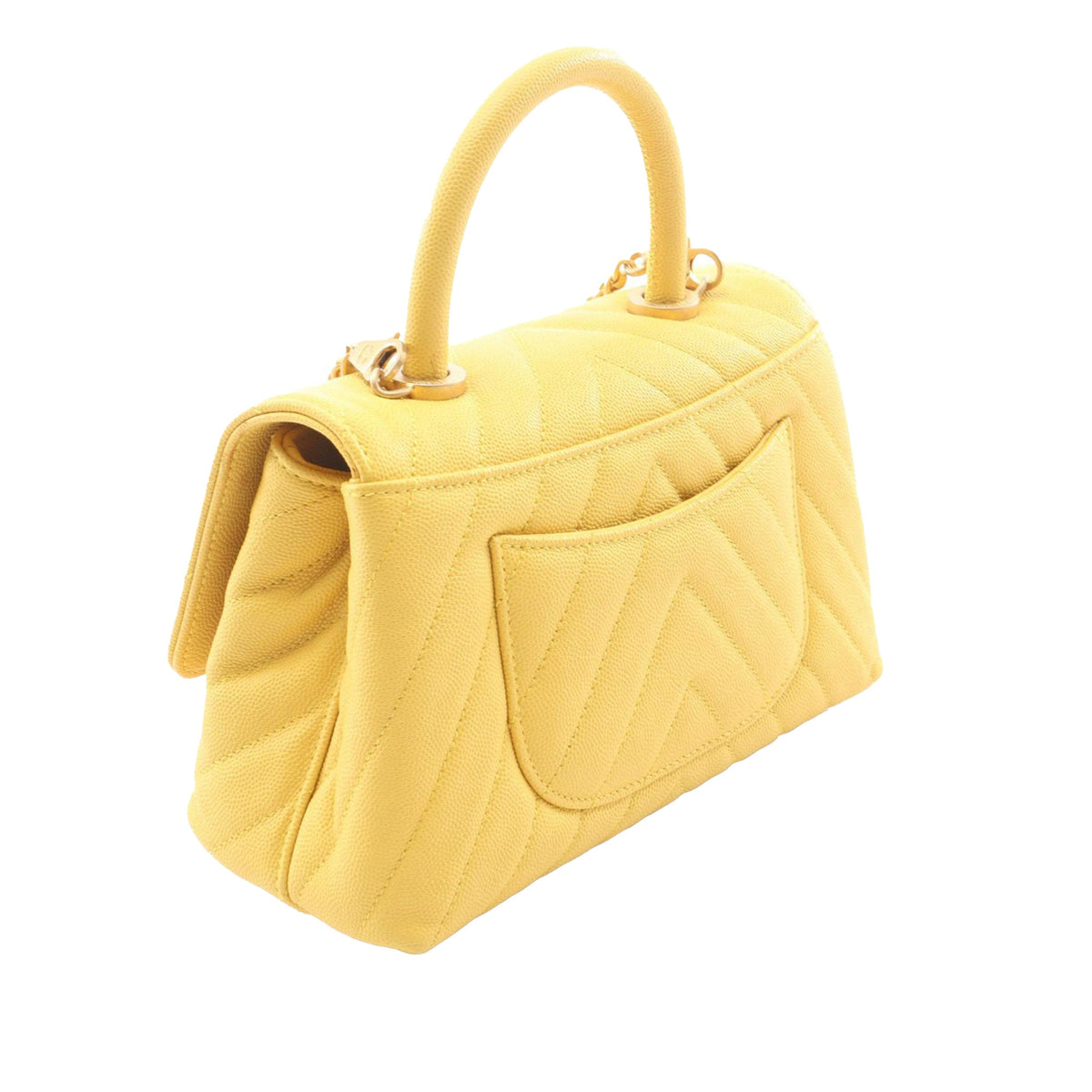 Chanel Mini Chevron Caviar Coco Top Handle Bag