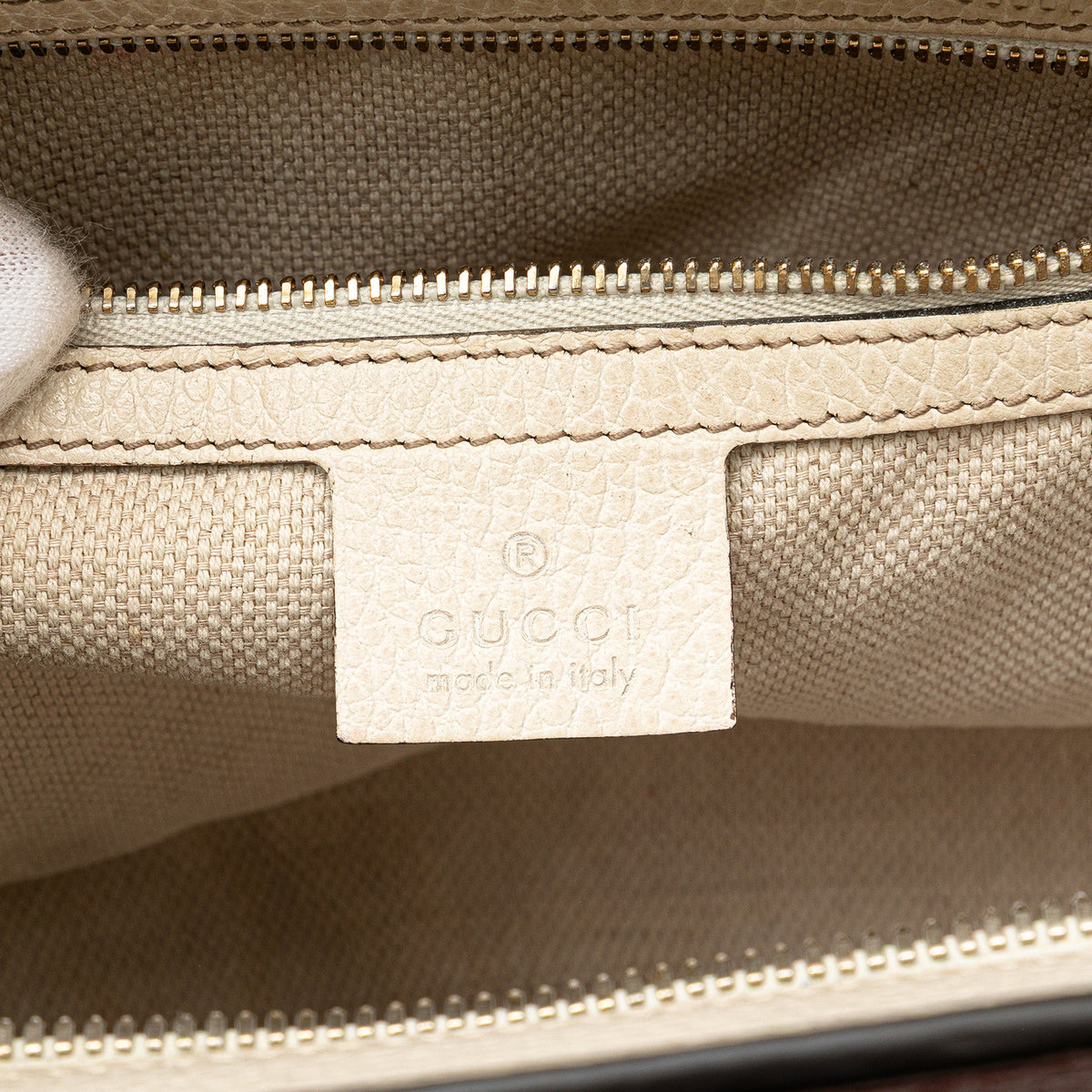 Gucci Medium Tricolor Pebbled Calfskin Soho Convertible Top Handle Bag