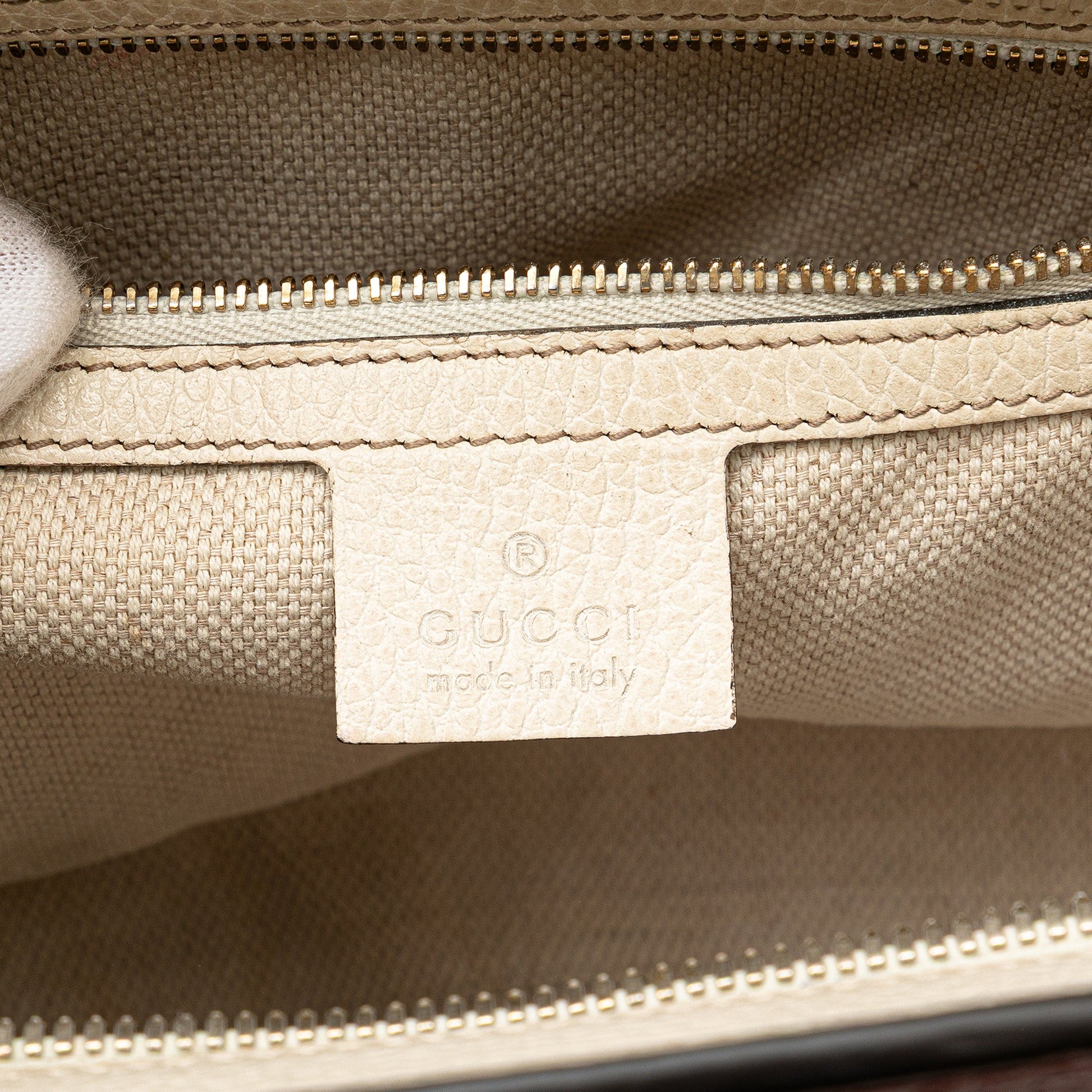Gucci Medium Tricolor Pebbled Calfskin Soho Convertible Top Handle Bag