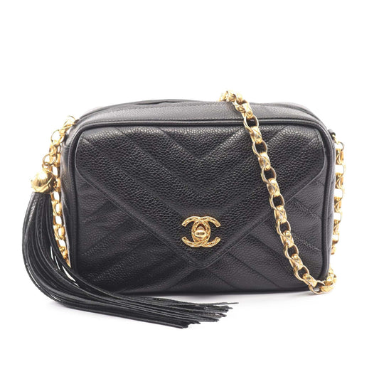 Chanel Caviar Chevron Tassel Camera Case