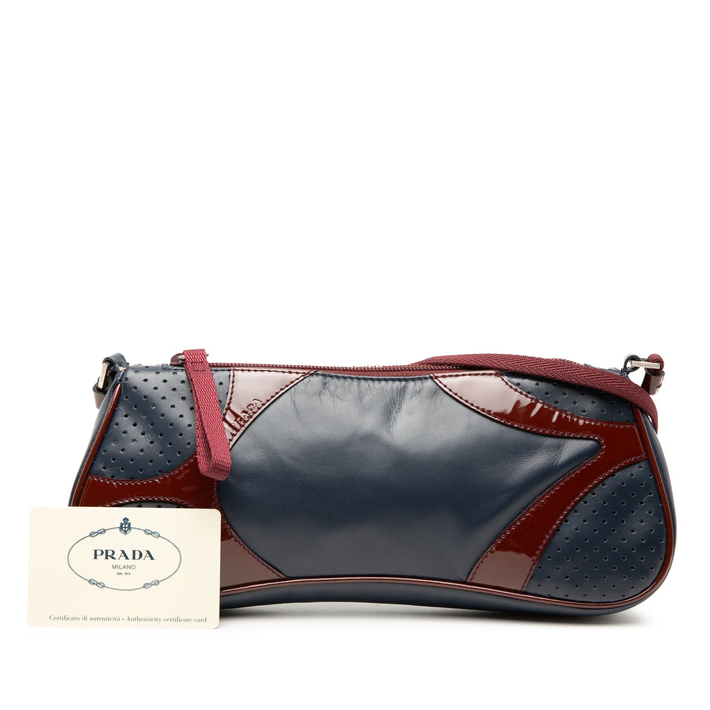 Prada Patent Trimmed Vitello Drive Crossbody