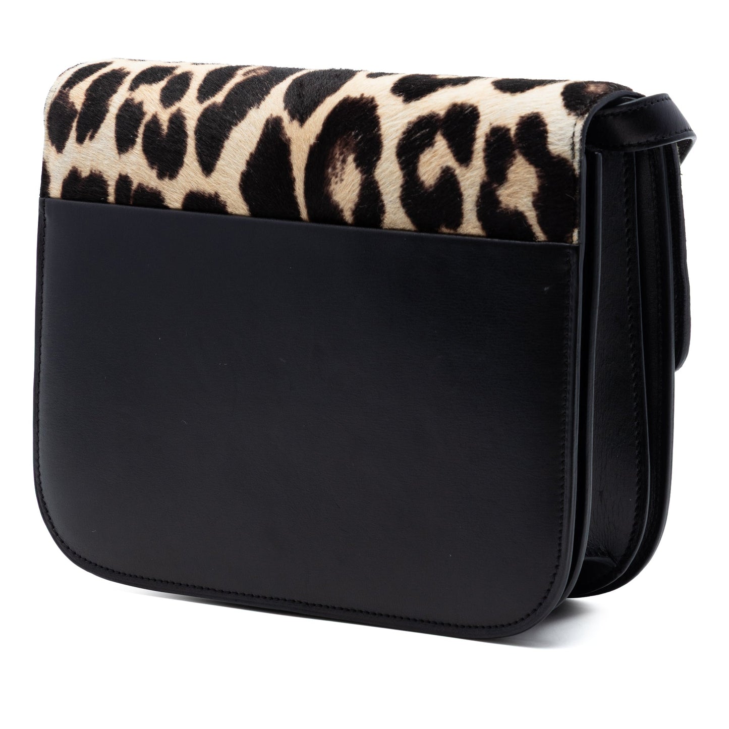 Celine Medium Calfskin and Leopard Print Pony Hair Classic Box
