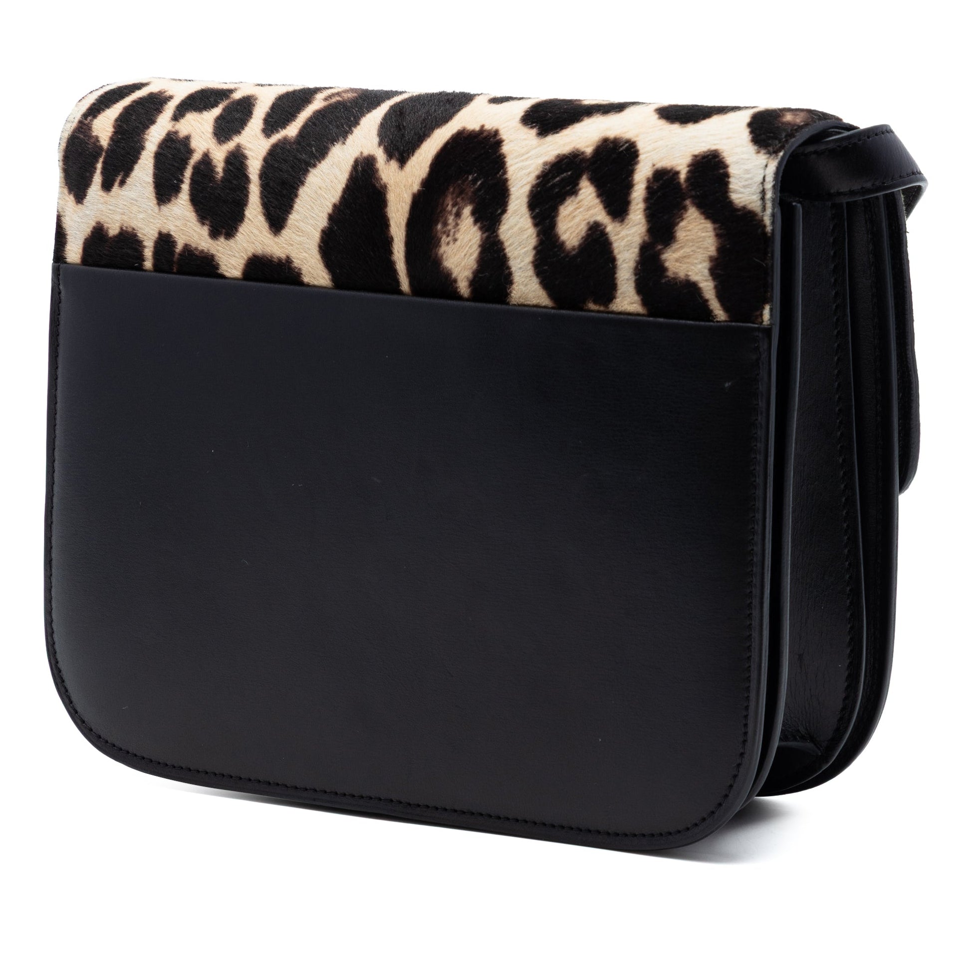 Celine Medium Calfskin and Leopard Print Pony Hair Classic Box
