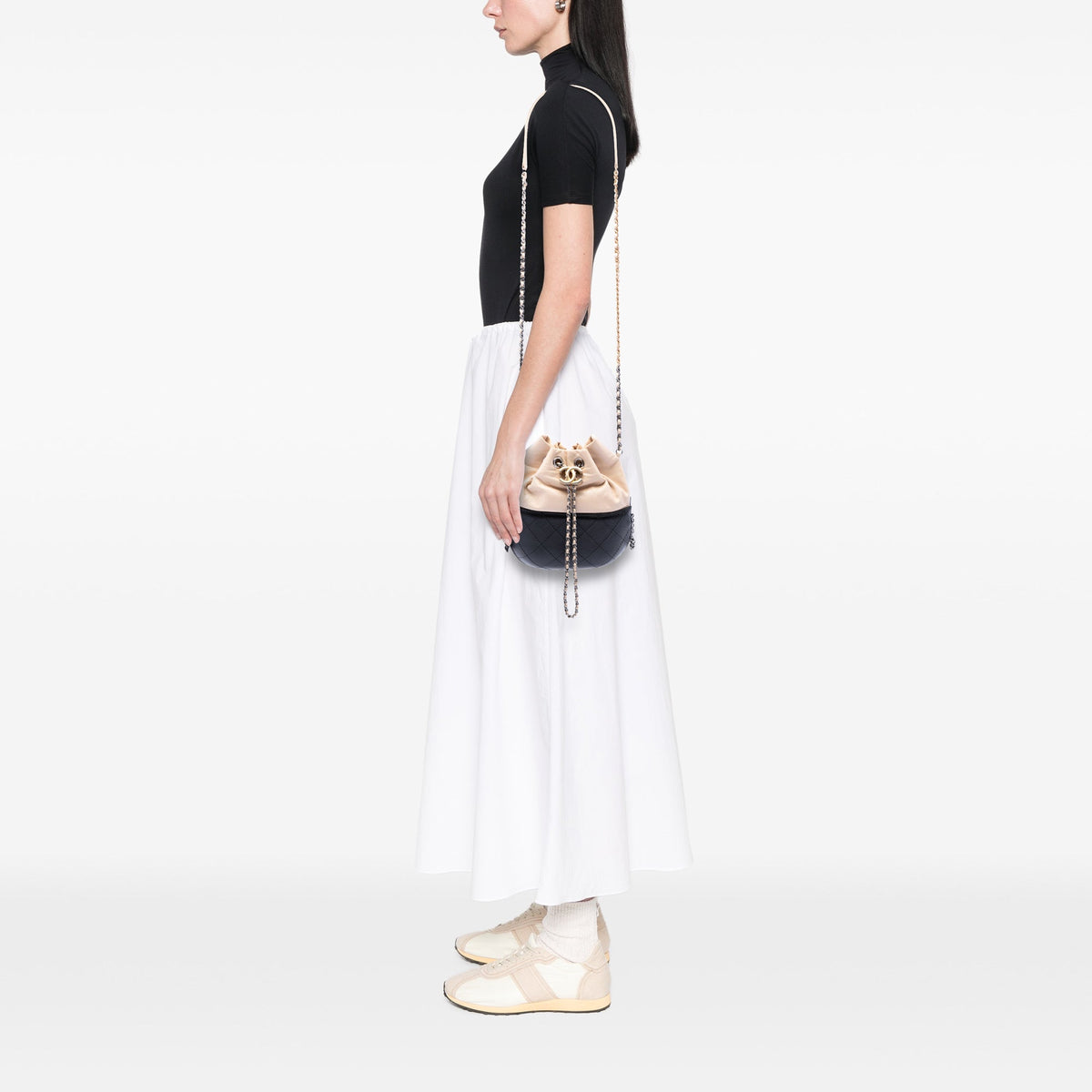 Chanel Small Bicolor Quilted Calfskin Gabrielle Bucket Bag