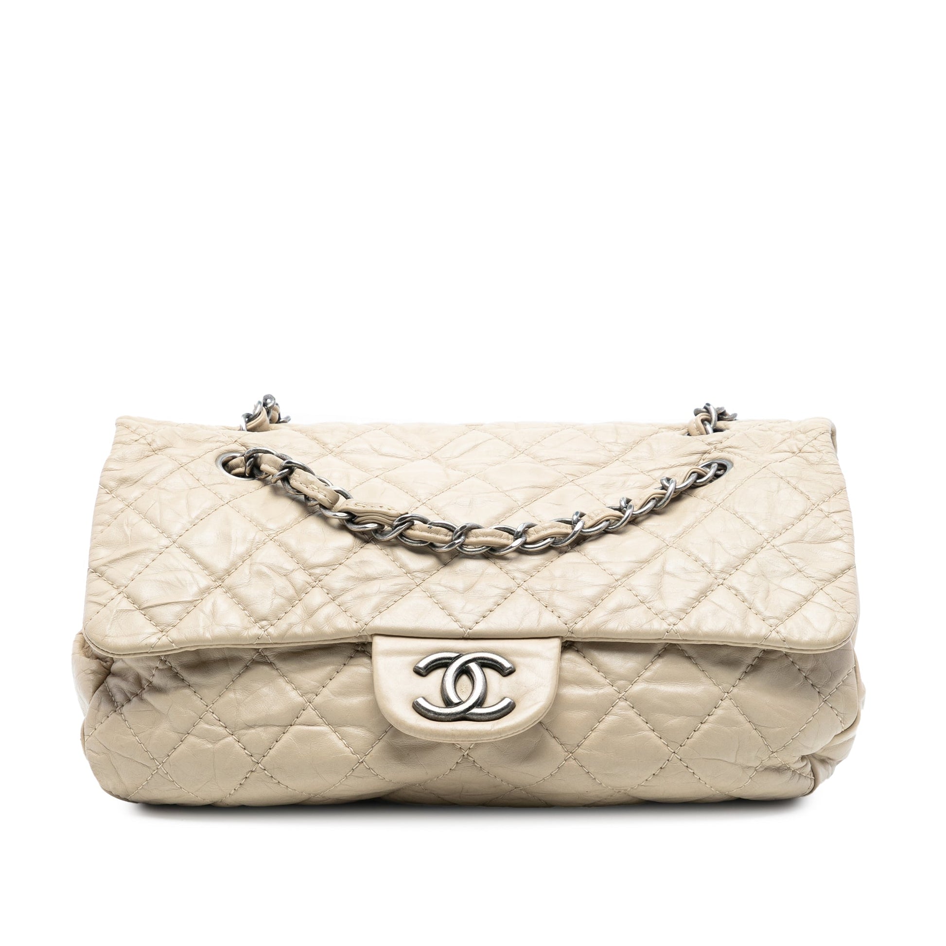 Chanel CC Quilted Aged Calfskin Flap