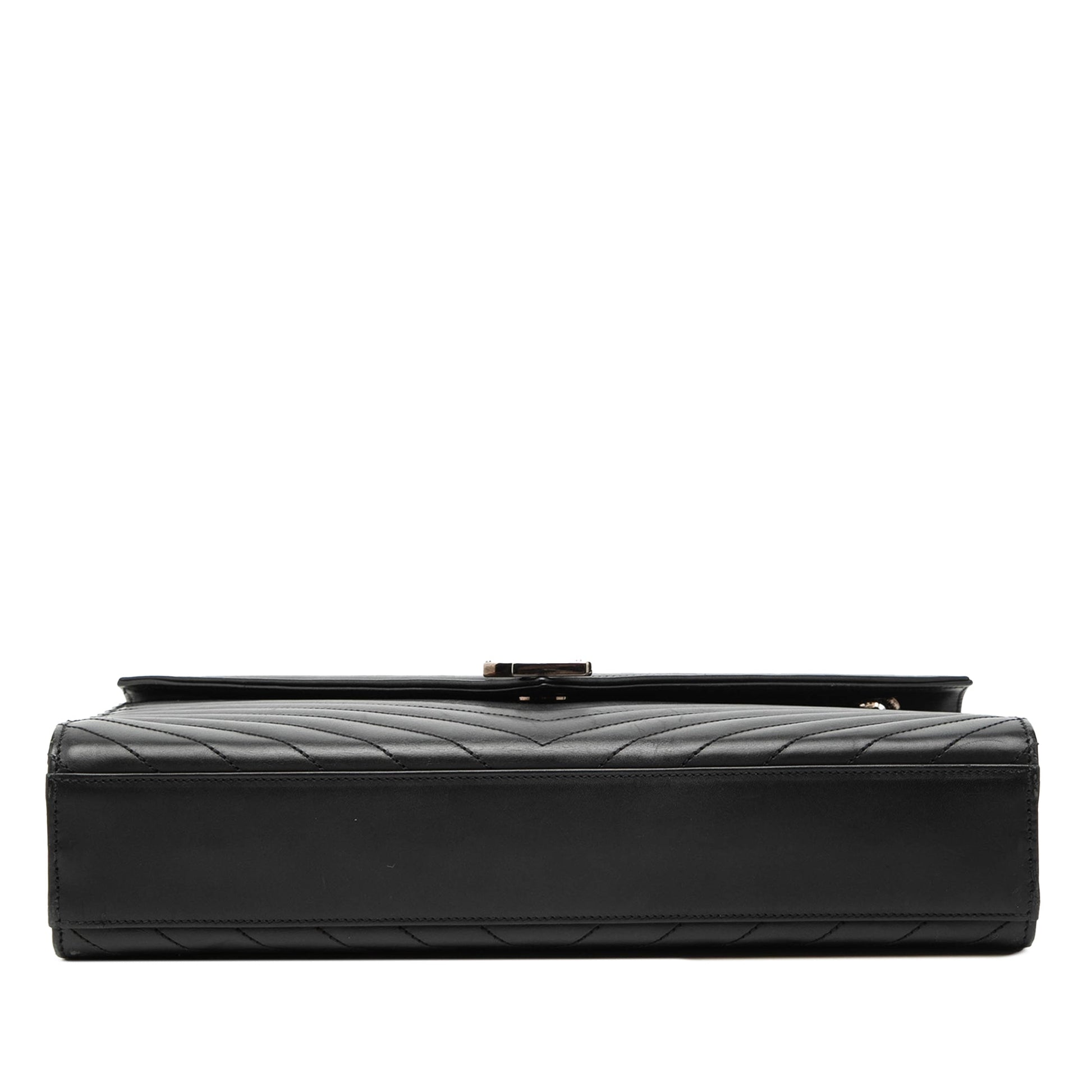 Saint Laurent Large Calfskin Chevron Monogram Envelope Bag