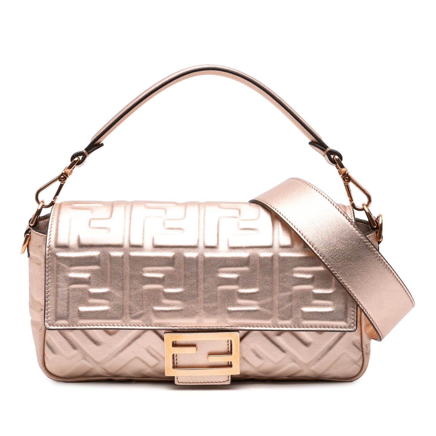 Fendi Zucca Embossed Leather Baguette Satchel