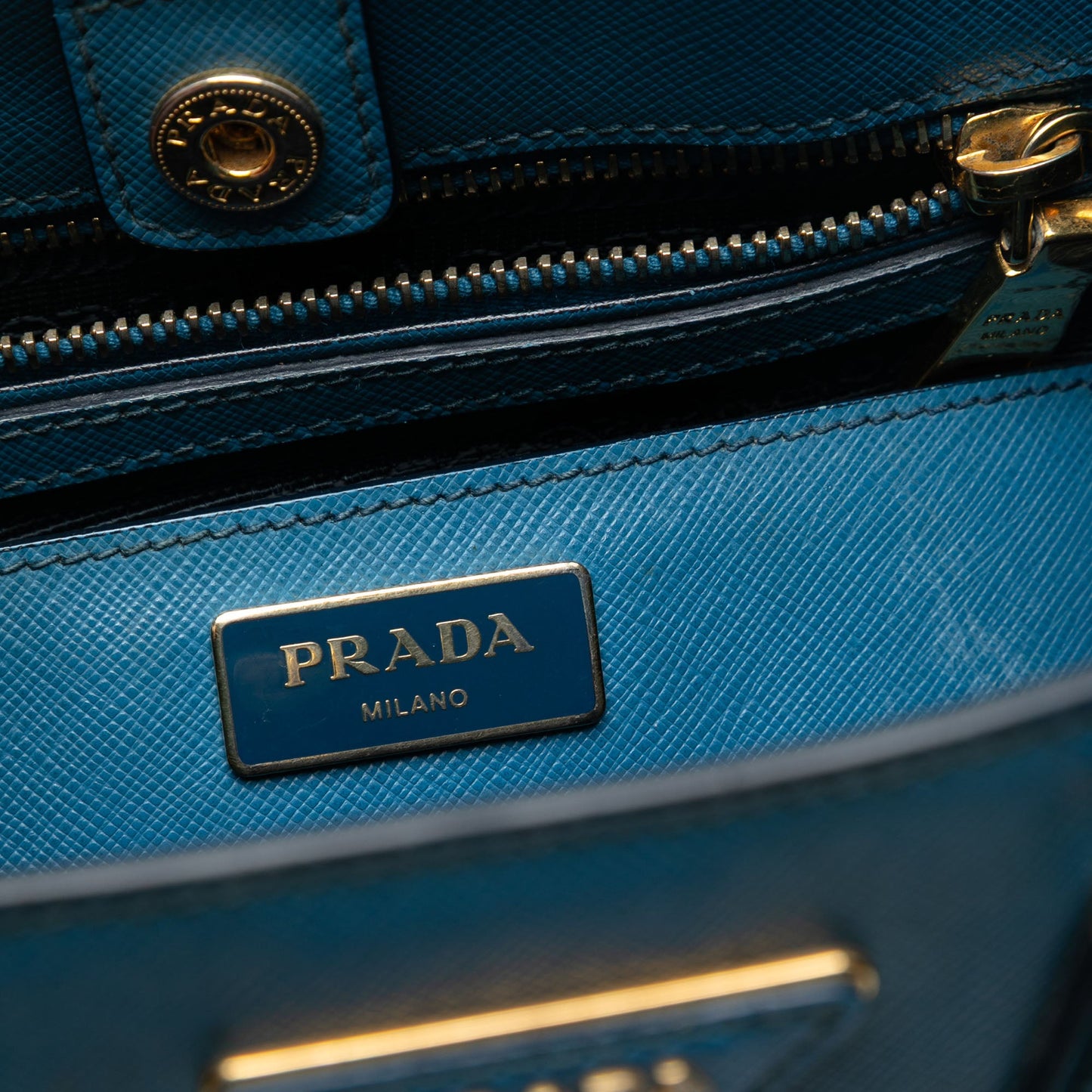Prada Small Bicolor Saffiano Lux Galleria Satchel